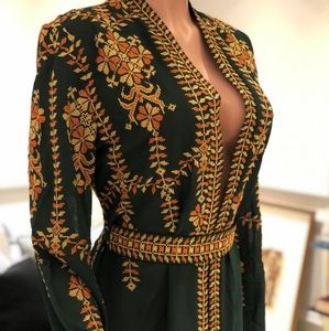 Full front and back embroidered long tunic kaftan